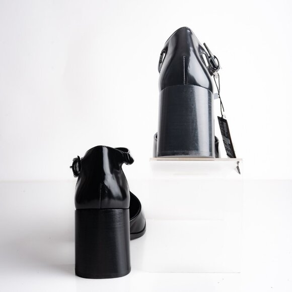 Massimo Dutti Womens Leather Heels Mary Janes Black US 9 EU 40 NWB 1414/450 - Picture 5 of 8